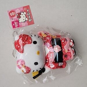 Sanrio Hello Kitty Chirimen Kimono Japan Dolls Pink Mascot Plush Key Chain JAPAN